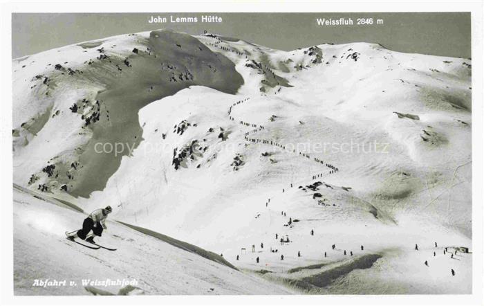 14009611 Weissfluhjoch 2663m GR Descente à ski John Lemms Huette Weissfluh