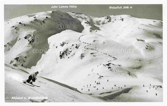 14009611 Weissfluhjoch 2663m GR Ski Abfahrt John Lemms Huette Weissfluh