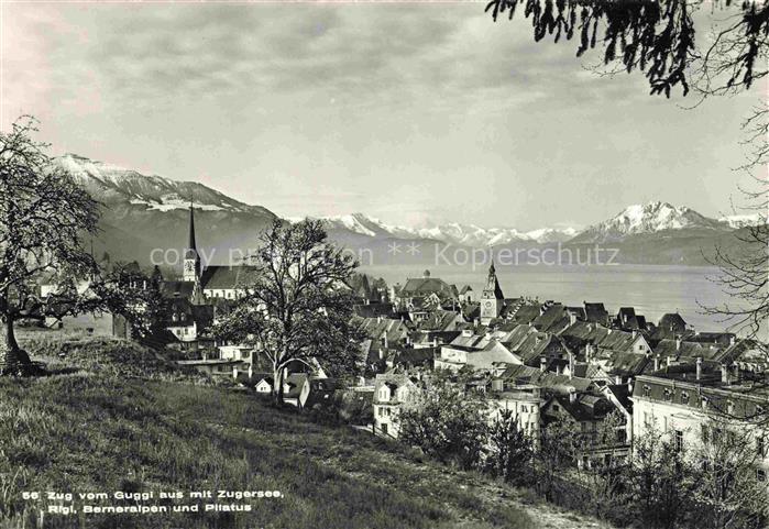 14009765 ZUG  Zugersee ZG Blick vom Guggi mit Zugersee Rigi Berneralpen und Pila