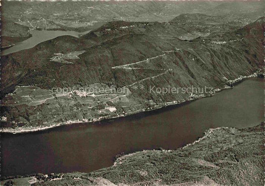 14009767 Serpiano Lugano TI Blick nach Morcote Melide Fliegeraufnahme