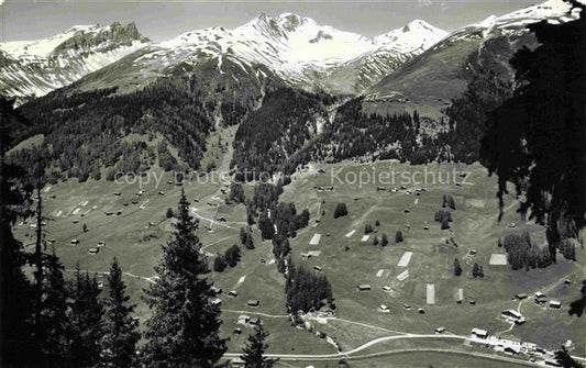 14012137 Frauenkirch Davos GR Panorama Blick gegen Laengmatte Matta Stafelalp Am