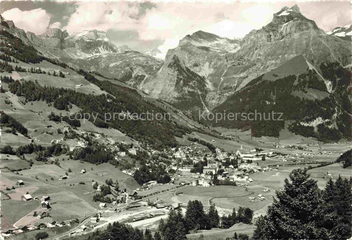 14012158 Engelberg  OW Panorama Blick ins Tal mit Hahnen