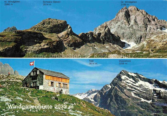 14012331 Golzernalp Windgaelle UR Gebirgspanorama Windgaellenhuette Berghuette M