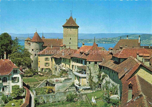 14012355 Morat Murten FR Motiv Altstadt mit Kirche Seeblick