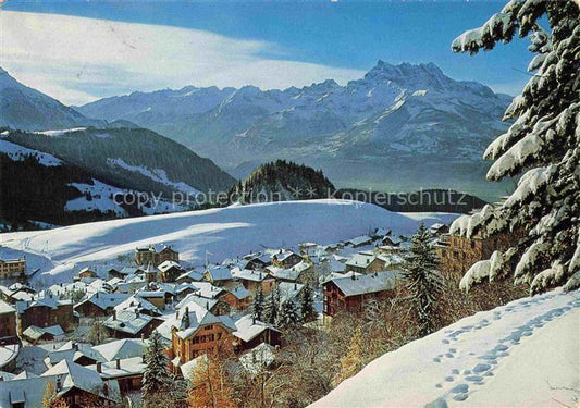 14012376 Leysin VD Winterpanorama Blick gegen Dents du Midi