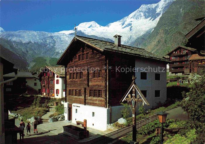 14012430 Saas-Fee VISP VS Saaser Museum mit Alphubel und Taeschhorn