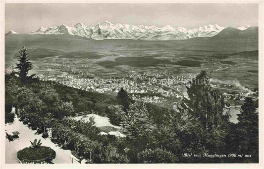 14012822 Biel Bienne BE Panorama Blick von Magglingen aus Alpen