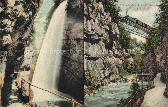 14013385 Biel Bienne BE Taubenlochschlucht Wasserfall Eisenbahnbruecke