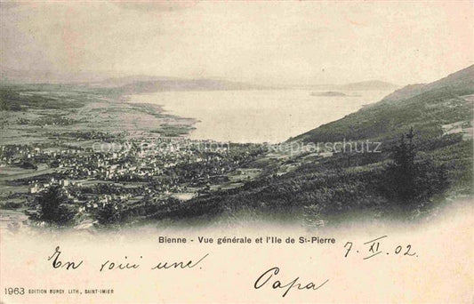 14013427 Bienne BIEL-BIENNE Vue générale et l'Ile de Saint Pierre