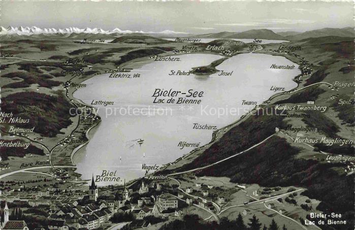 14013447 Biel Bienne BE Panorama Bielersee und Umgebung aus der Vogelperspektive