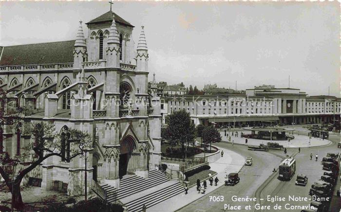 14014934 GENEVE Genf GE Eglise Notre-Dame Place et Gare de Cornavin