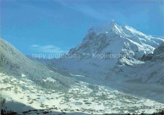 14015174 Grindelwald BE Winterpanorama Blick gegen Wetterhorn Berner Alpen