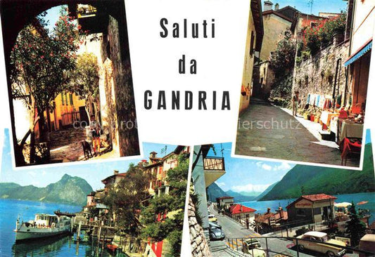 14016826 Gandria Lago di Lugano Teilansichten Gasse Haeuserpartie am See Bootsan