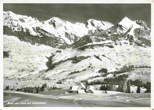 14018893 Unterwasser  Toggenburg SG Winterpanorma Blick vom Iltios Hotel Saentis