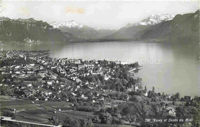 14025416 VEVEY VD Panorama Blick gegen Dents du Midi