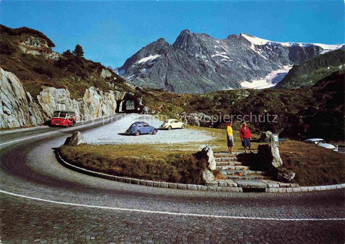 14025487 Sustenstrasse Serpentinen Blick gegen Himmelrank Sustenspitz Kleines Su