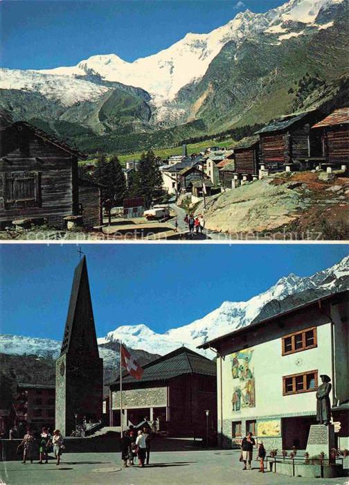 14025556 Saas-Fee VISP VS Ortsmotiv mit Blick gegen Alphubel Taeschhorn und Dom