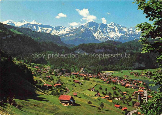 14025794 Lungern Obwalden OW Panorama Kurort Blick gegen Wetterhoerner und Oltsc