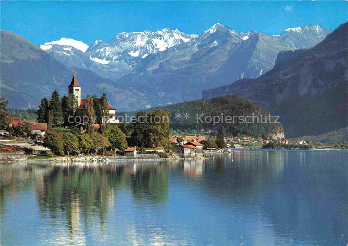 14025865 Brienz Brienzersee BE Ansicht vom See aus Kirche Gwaechtenhorn Tierberg