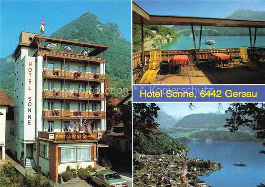 14027670 Gersau Vierwaldstaettersee SZ Hotel Sonne Terrasse Panorama Vierwaldsta