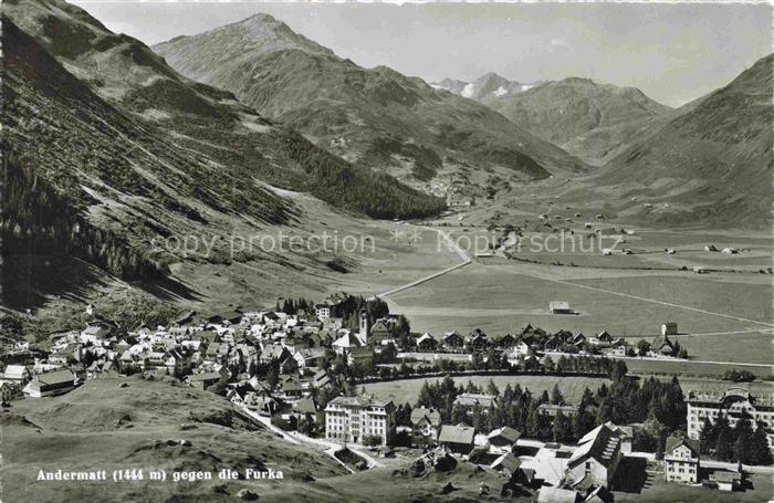 14028092 Andermatt UR Panorama Blick gegen die Furka