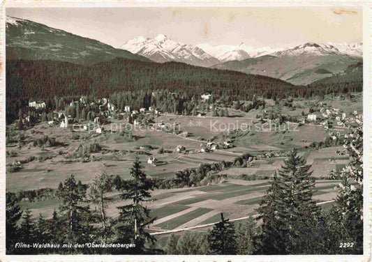 14028422 Waldhaus Flims GR Panorama Blick gegen Oberlaenderberge