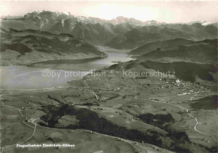 14028427 EINSIEDELN  SZ Panorama mit Sihlsee und Alpen