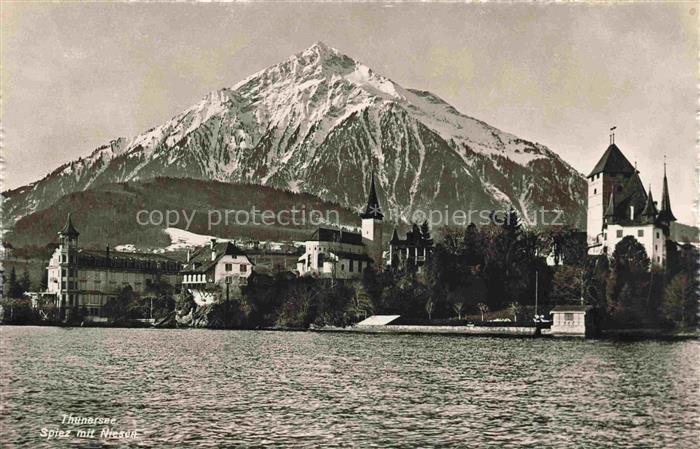 14029160 SPIEZ Thunersee BE Ansicht vom See aus Blick gegen Niesen