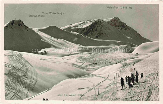 14029164 Parsenn Davos GR Parsennabfahrt Weissfluhjoch-Kueblis Blick auf Weissfl