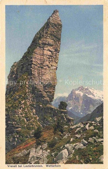 14029169 Lauterbrunnen BE Vreneli Blick zum Wetterhorn Berner Alpen