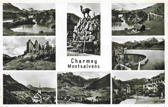 14029619 Montsalvens Chatel-sur-Montsalvens FR Panorama Brunnen Ortsmotiv Bergse