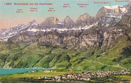 14029197 Wallenstadt Walenstadt SG Panorama Blick gegen die Churfirsten