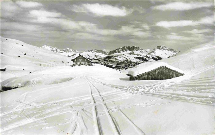 14029208 Fideris GR Skihaus Heuberge Panorama Skigebiet Alpen