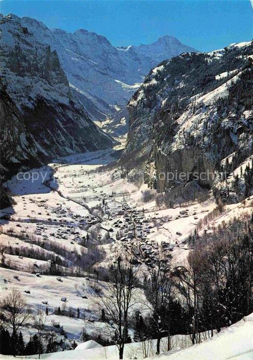 14031282 Lauterbrunnental Winterpanorama Blick gegen Mittaghorn Grosshorn und Br