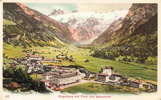 14036250 Engelberg  OW mit Titlis und Spannoerter