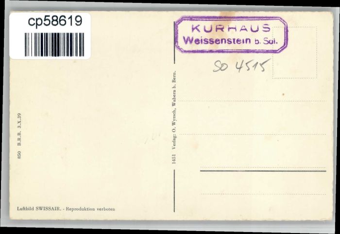 70722592 Weissenstein SO Weissenstein Fliegeraufnahme Kurhaus  *