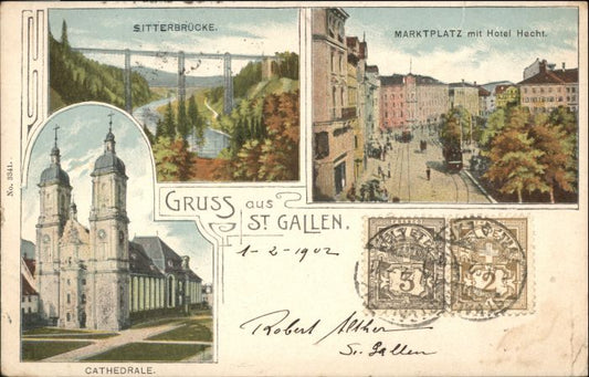 10574650 St Gallen SG St Gallen Sitterbruecke Marktplatz Hôtel Hecht Cathedrale