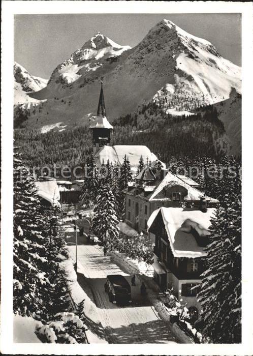 12007875 Arosa GR Église du village et Furkahoerner Arosa GR