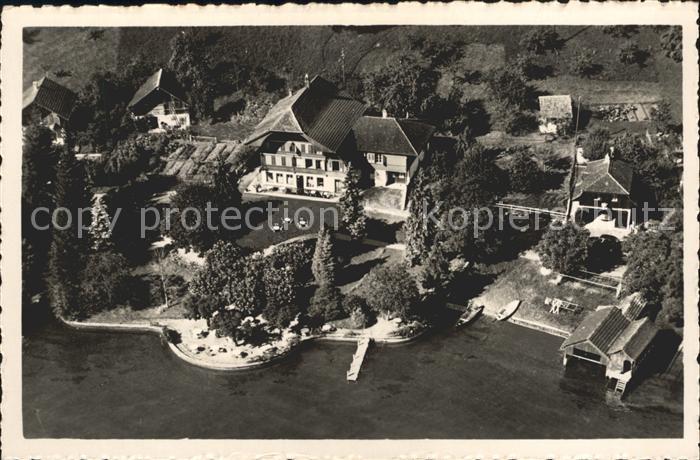 12011047 Faulensee Fliegeraufnahme Gasthaus Pension zum Adler Faulensee