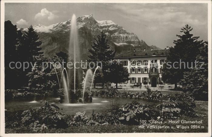 12334268 Glarus GL Hotel Glarnerhof mit Volksgarten und Wiggis