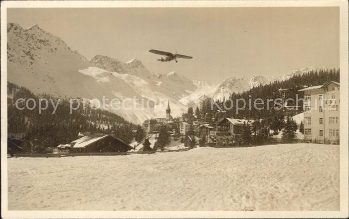 12358645 Arosa GR Panorama hivernal Alpes Avion à moteur Arosa GR