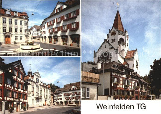 12578059 Weinfelden avec la fontaine Thomas Bornhauser, l'hôtel de ville et l'église de Weinfelden