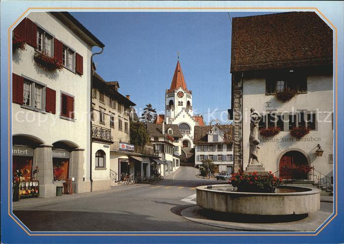 12578841 Weinfelden avec église et fontaine Thomas Bornhauser Weinfelden