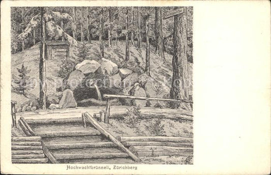 12585063 Zuerichberg ZH Hochwachtbruenneli dessin artiste carte Zuerichberg