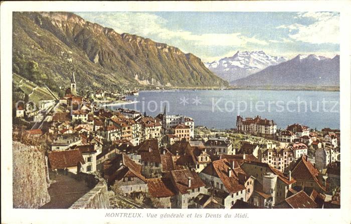 12586436 Montreux VD Panorama Lac Léman et les Dents du Midi Lac Léman Alpes lun.