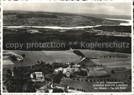 12588323 Steinegg Huettwilen TG Kurhaus Schloss Rhein Fliegeraufnahme Huettwilen