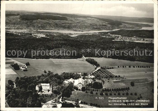 12588329 Steinegg Huettwilen TG Kurhaus Schloss Rhein Fliegeraufnahme Huettwilen