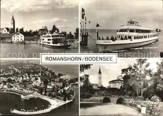 12588335 Romanshorn Bodensee Hafen Faehre Seeparkanlagen Kirche Fliegeraufnahme