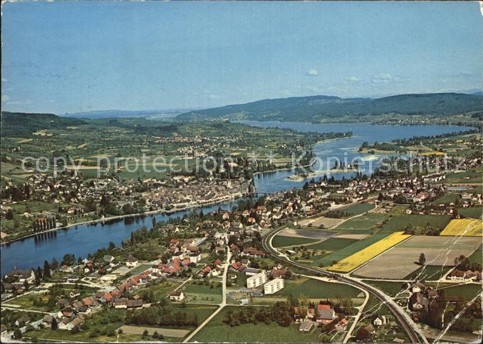 12588345 Wagenhausen TG mit Stein am Rhein und Untersee Bodensee Fliegeraufnahme