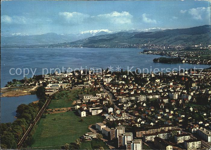 12588492 Arbon  TG Bodensee Blick gegen oesterreicher Alpen Fliegeraufnahme